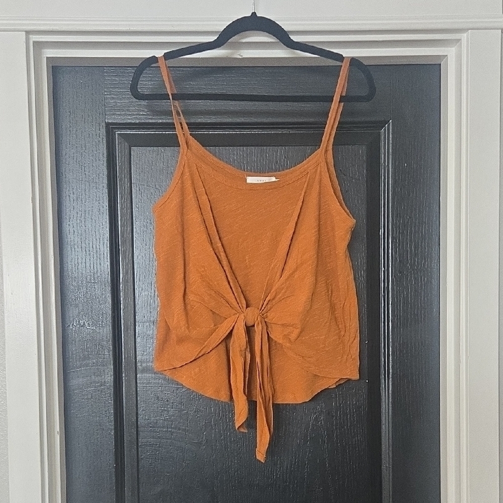 Lush Pumpkin Orange Brown Tie-Front Camisole Tank Size Small